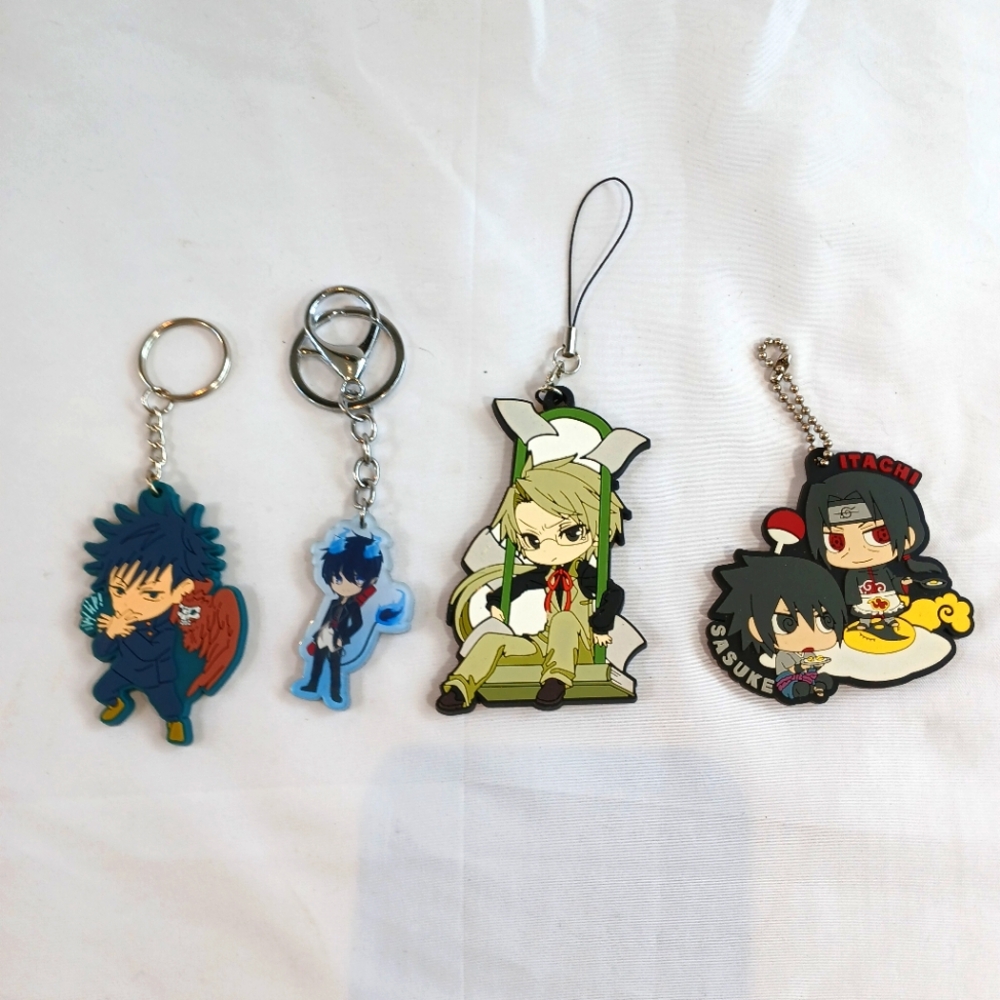Anime Keychain Lot Blue Exorcist Itachi Sasuke Jujutsu Kaisen Bungo Stray Dogs
